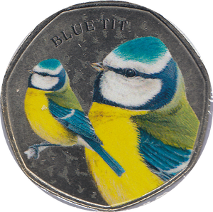 2021 50P SHAPED MEDALLION BLUE TIT - Cambridgeshire Coins