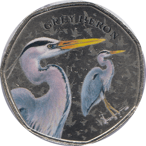 2021 50P SHAPED MEDALLION GREY HERON - WORLD COINS - Cambridgeshire Coins