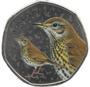 2021 50P SHAPED MEDALLION SONG THRUSH - 50P SHAPED COIN - Cambridgeshire Coins