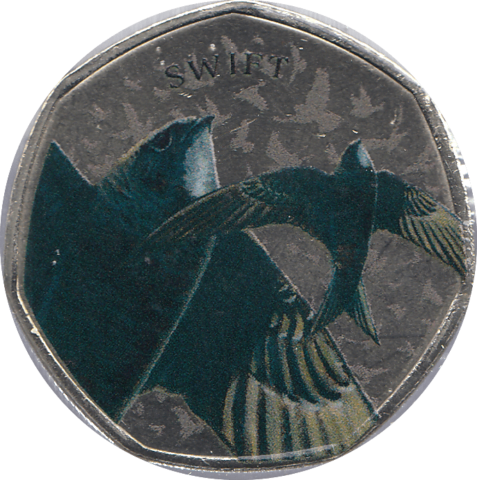 2021 50P SHAPED MEDALLION SWIFT BIRD - WORLD COINS - Cambridgeshire Coins