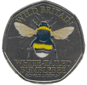 2021 50P SHAPED MEDALLION WHITE-TAILED BUMBLEBEE - 50P SHAPED COIN - Cambridgeshire Coins