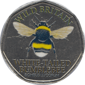 2021 50P SHAPED MEDALLION WHITE - TAILED BUMBLEBEE - WORLD COINS - Cambridgeshire Coins