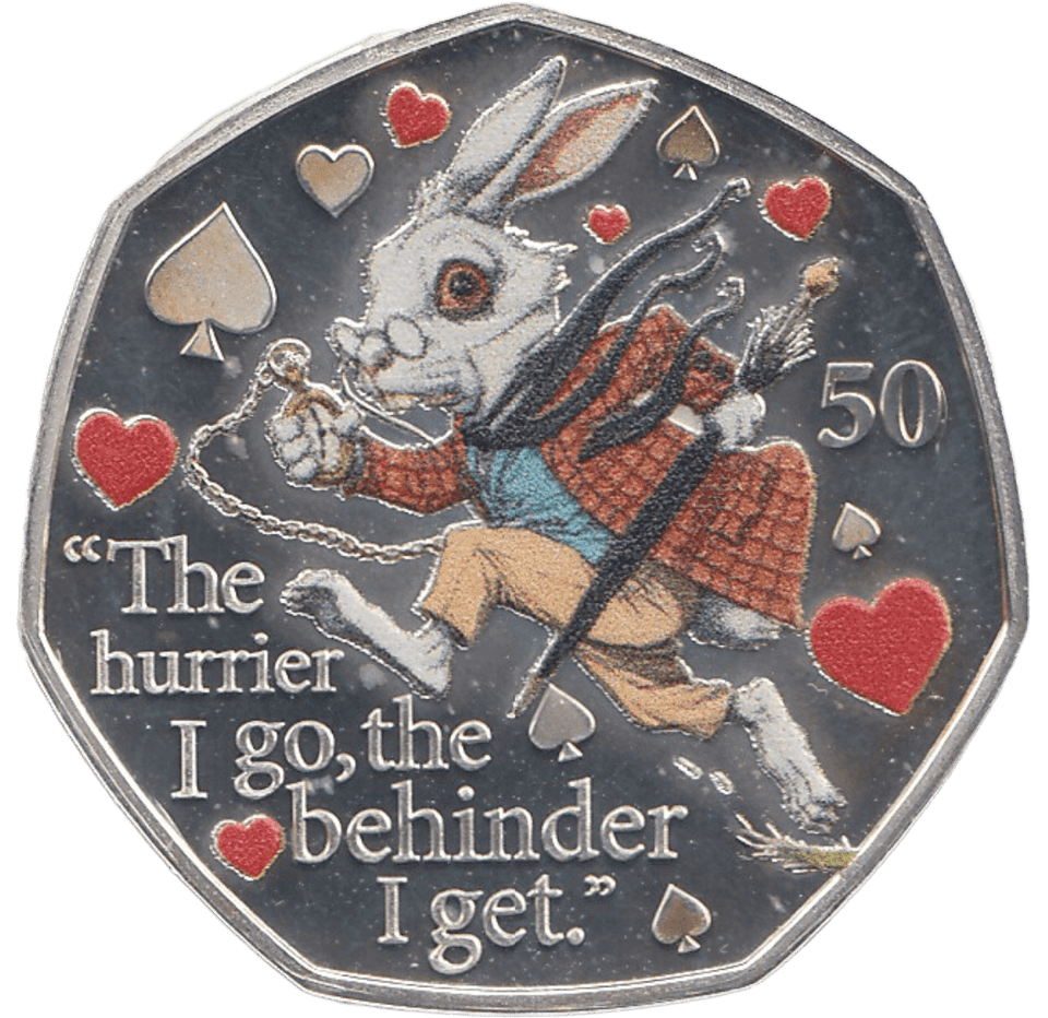 2021 50P THE WHITE RABBIT ISLE OF MAN SILVER ( PROOF ) - 50P REGIONAL ISSUES - Cambridgeshire Coins