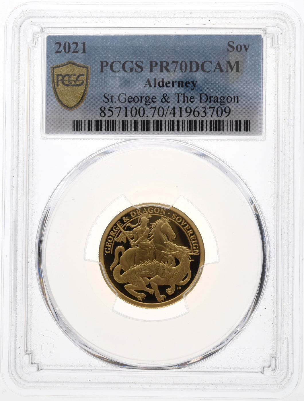 2021 ALDERNEY GOLD PROOF SOVEREIGN GEORGE AND THE DRAGON ( PCGS ) PR70DCAM - NGC GOLD COINS - Cambridgeshire Coins