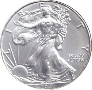 2021 AMERICAN EAGLE SILVER DOLLAR 1 OZ FINE SILVER USA - SILVER WORLD COINS - Cambridgeshire Coins