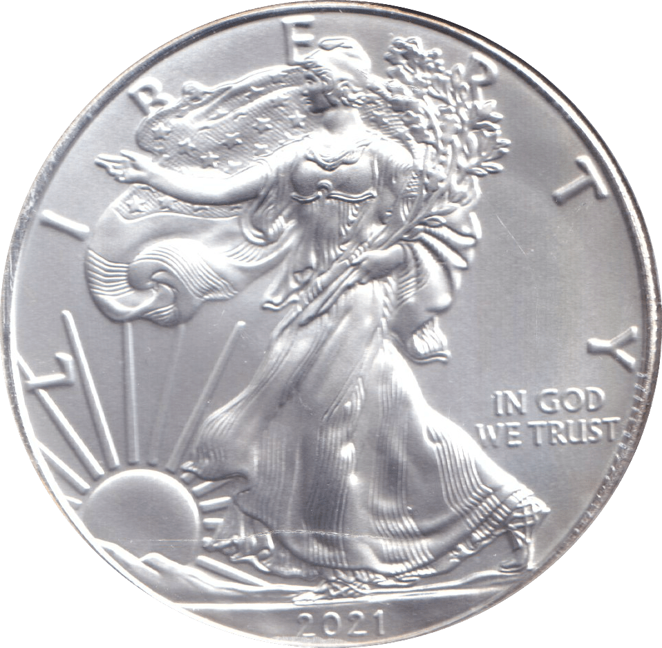 2021 AMERICAN EAGLE SILVER DOLLAR 1 OZ FINE SILVER USA - SILVER WORLD COINS - Cambridgeshire Coins