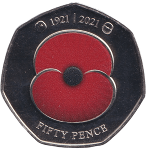 2021 BAILIWICK OF JERSEY POPPY 50P BU - 50P REGIONAL ISSUE - Cambridgeshire Coins