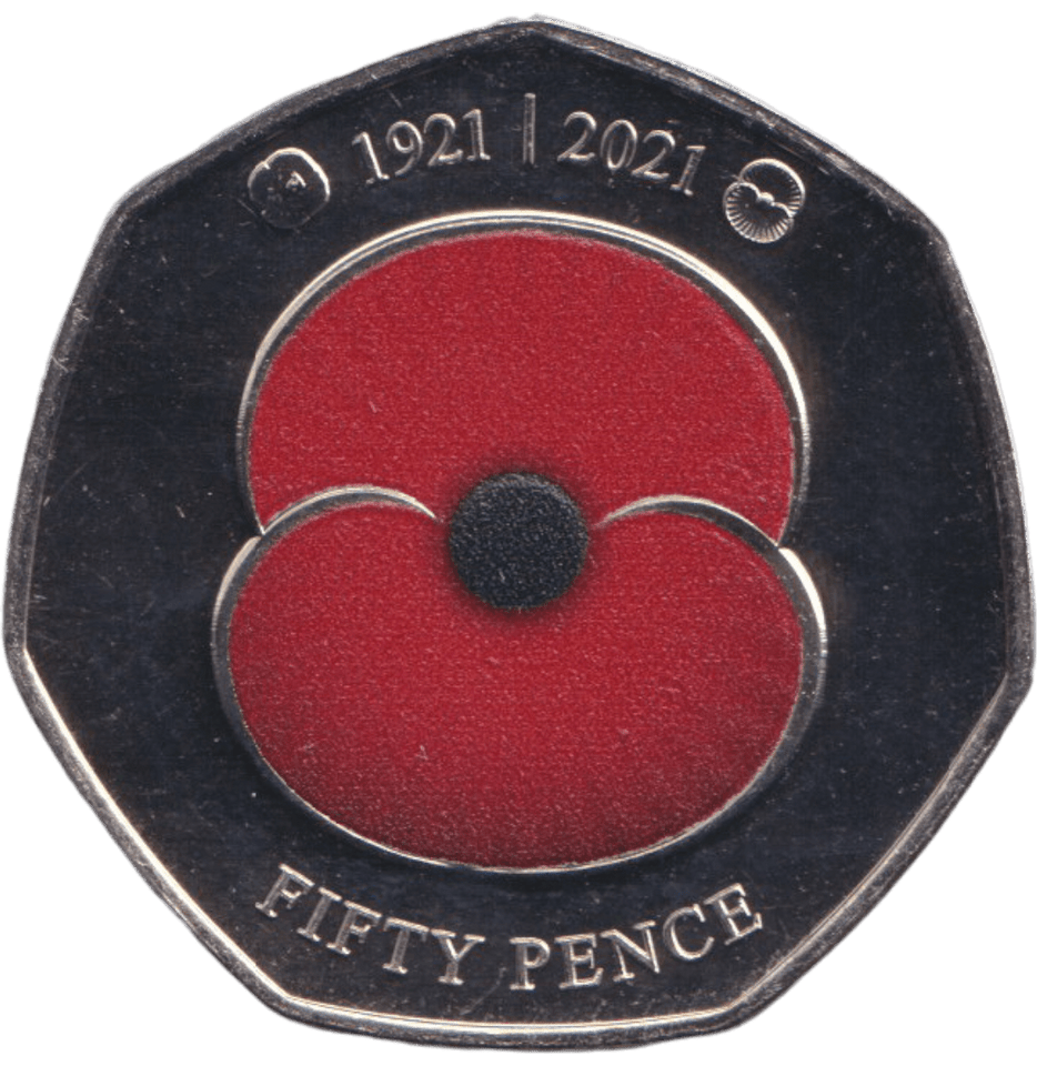 2021 BAILIWICK OF JERSEY POPPY 50P BU - 50P REGIONAL ISSUE - Cambridgeshire Coins