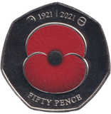 2021 BAILIWICK OF JERSEY POPPY 50P BU - 50P REGIONAL ISSUE - Cambridgeshire Coins