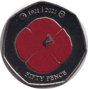 2021 BU 50P BAILIWICK OF GUERNSEY POPPY - WORLD COINS - Cambridgeshire Coins