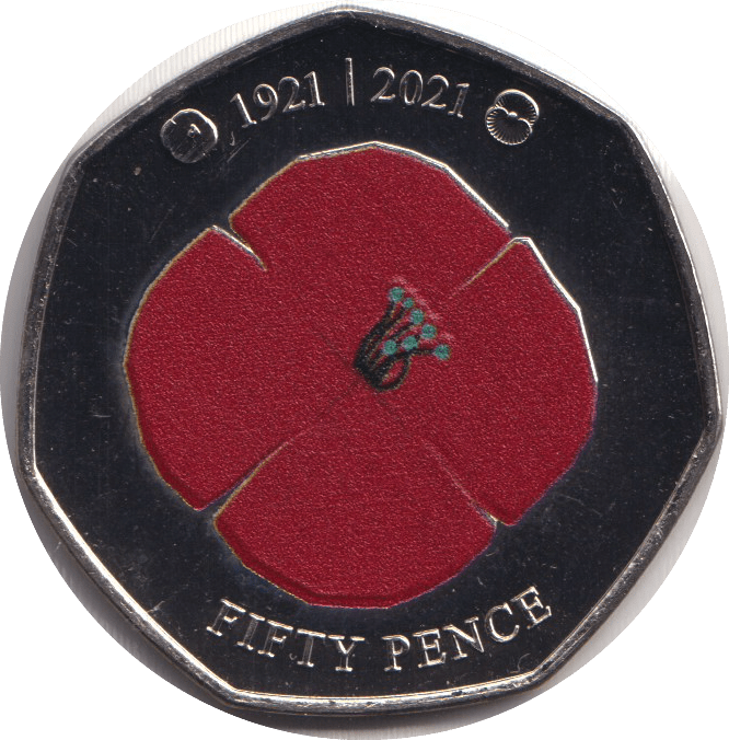 2021 BU 50P BAILIWICK OF GUERNSEY POPPY - WORLD COINS - Cambridgeshire Coins