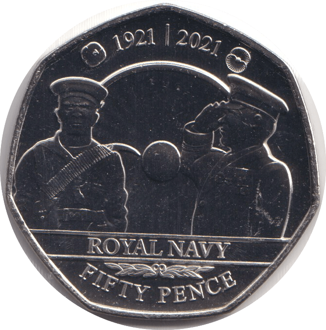 2021 BU 50P BAILIWICK OF GUERNSEY ROYAL NAVY - WORLD COINS - Cambridgeshire Coins