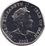2021 BU 50P ISLE OF MAN THE QUEEN CRIED FASTER! FASTER! - WORLD COINS - Cambridgeshire Coins