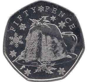 2021 CHRISTMAS 50P XMAS PUDDING BAILIWICK OF GUERNSEY ( BU ) - 50p BU - Cambridgeshire Coins
