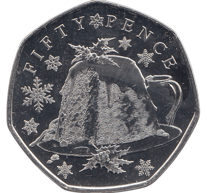 2021 CHRISTMAS 50P XMAS PUDDING BAILIWICK OF GUERNSEY ( BU ) - 50p BU - Cambridgeshire Coins