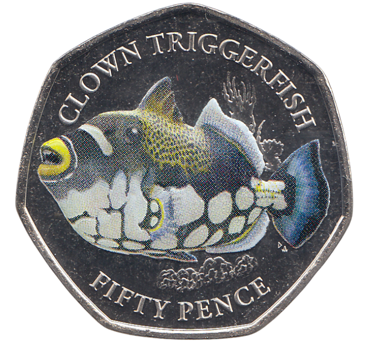 2021 CLOWN TRIGGERFISH 50P ( BU ) - Cambridgeshire Coins