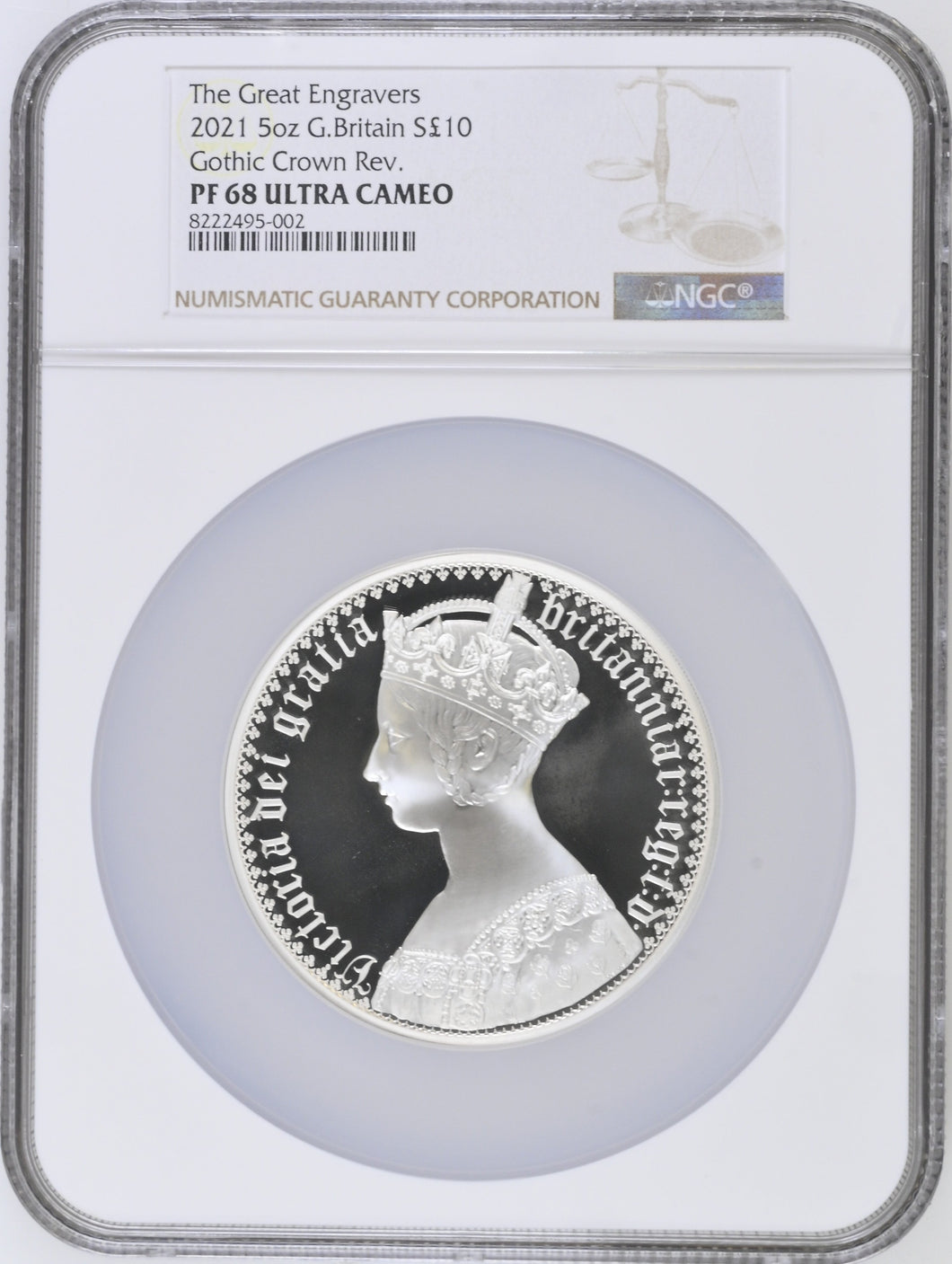 2021 FIVE OUNCE SILVER PROOF £10 GOTHIC CROWN NGC PF68 ULTRA CAMEO - NGC SILVER COINS - Cambridgeshire Coins