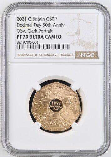 2021 GOLD DECIMAL DAY ( NGC ) PF 70 ULTRA CAMEO - NGC GOLD 50P - Cambridgeshire Coins