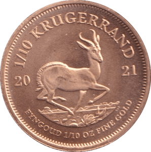 2021 GOLD KRUGERRNAD 1/10TH OUNCE ( BU ) - GOLD WORLD COINS - Cambridgeshire Coins