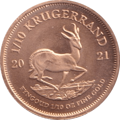 2021 GOLD KRUGERRNAD 1/10TH OUNCE ( BU ) - GOLD WORLD COINS - Cambridgeshire Coins