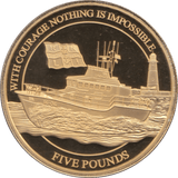 2021 GOLD PLATED SILVER PROOF R.N.L.I FIVE POUNDS ALDERNEY - SILVER WORLD COINS - Cambridgeshire Coins