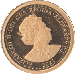 2021 GOLD PROOF 1 / 8 TH SOVEREIGN ALDERNEY - GOLD WORLD COINS - Cambridgeshire Coins