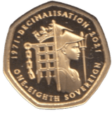 2021 GOLD PROOF 1/8 SOVEREIGN ALDERNEY - Gold World Coins - Cambridgeshire Coins