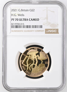 2021 GOLD PROOF £2 H.G. WELLS PF70 ULTRA CAMEO - NGC GOLD £2 - Cambridgeshire Coins
