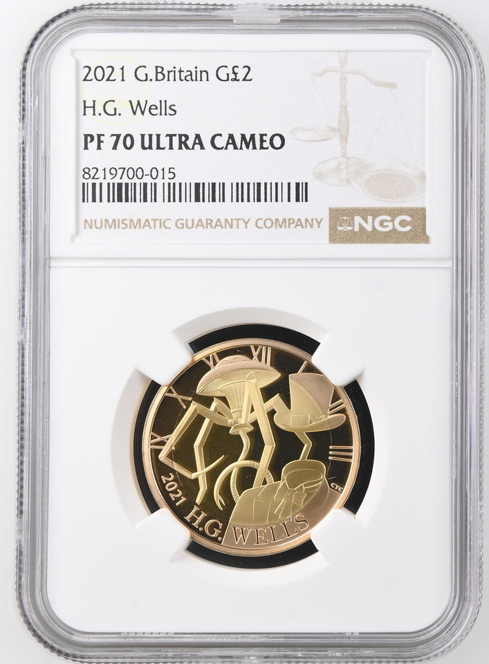 2021 GOLD PROOF £2 H.G. WELLS PF70 ULTRA CAMEO - NGC GOLD £2 - Cambridgeshire Coins