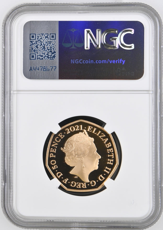 2021 GOLD PROOF 50P DECIMAL DAY 50TH ANNIVERSARY CLARK PORTRAIT PF70 ULTRA CAMEO - NGC GOLD 50P - Cambridgeshire Coins