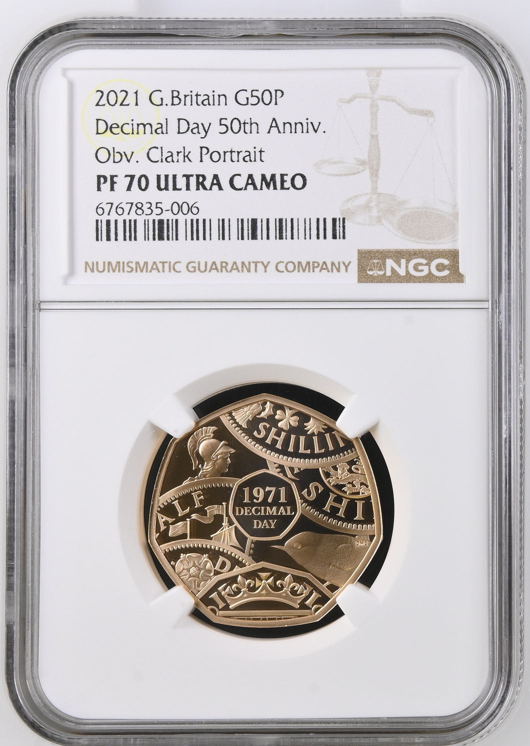 2021 GOLD PROOF 50P DECIMAL DAY ULTRA CAMEO PF 70 - NGC GOLD 50P - Cambridgeshire Coins