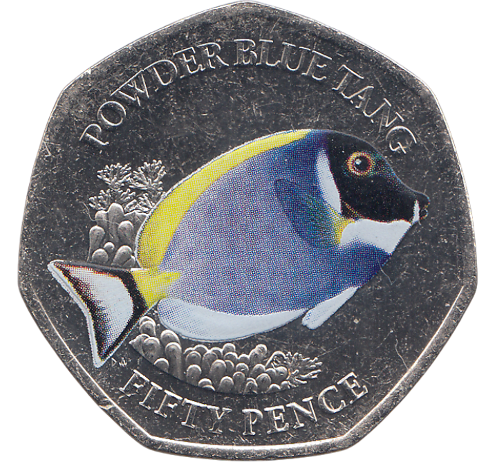 2021 POWDER BLUE TANG 50P ( BU ) - Cambridgeshire Coins
