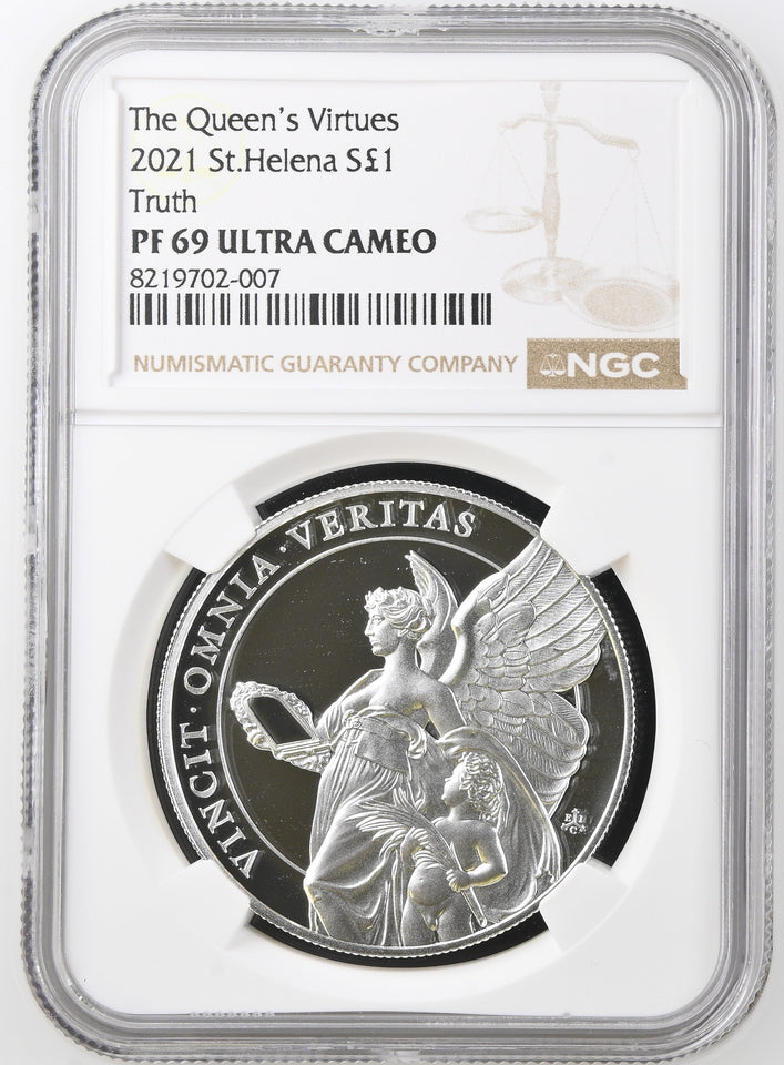 2021 SILVER £1 ST.HELENA TRUTH PF 67 ULTRA CAMEO - NGC SILVER COINS - Cambridgeshire Coins
