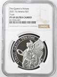 2021 SILVER £1 ST.HELENA TRUTH PF 67 ULTRA CAMEO - NGC SILVER COINS - Cambridgeshire Coins