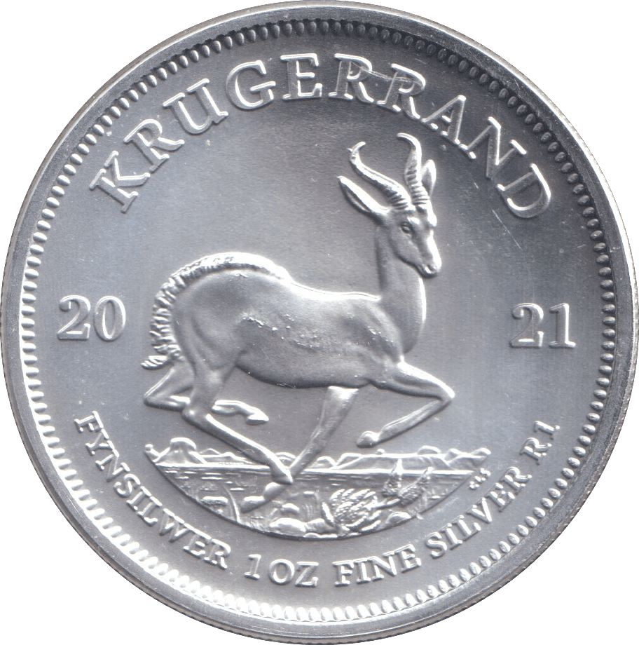2021 SILVER 1OZ .999 SILVER KRUGERRAND SOUTH AFRICA BU - SILVER WORLD COINS - Cambridgeshire Coins