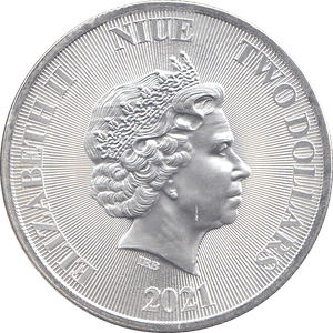 2021 SILVER 1OZ TWO DOLLARS ROARING LION NIUE ( BU ) - SILVER WORLD COINS - Cambridgeshire Coins