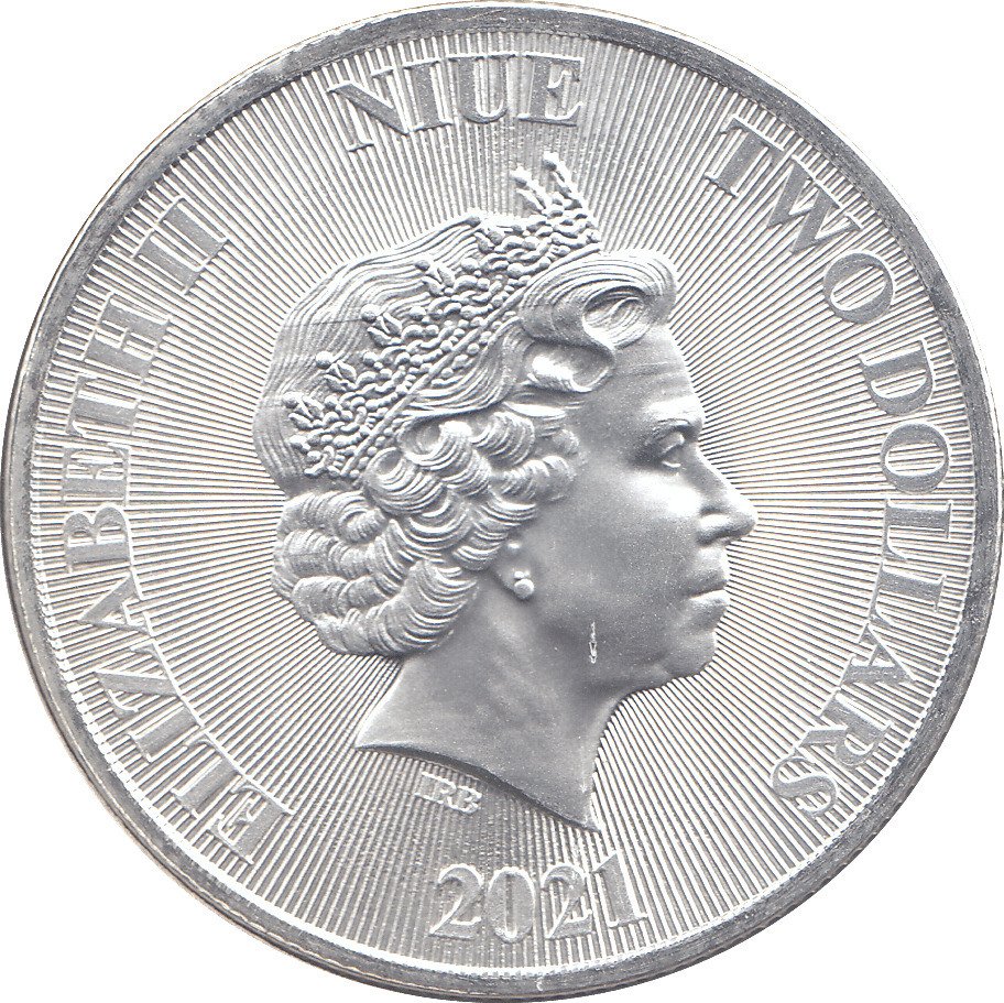 2021 SILVER 1OZ TWO DOLLARS ROARING LION NIUE ( BU ) - SILVER WORLD COINS - Cambridgeshire Coins