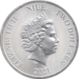 2021 SILVER 1OZ TWO DOLLARS ROARING LION NIUE ( BU ) - SILVER WORLD COINS - Cambridgeshire Coins