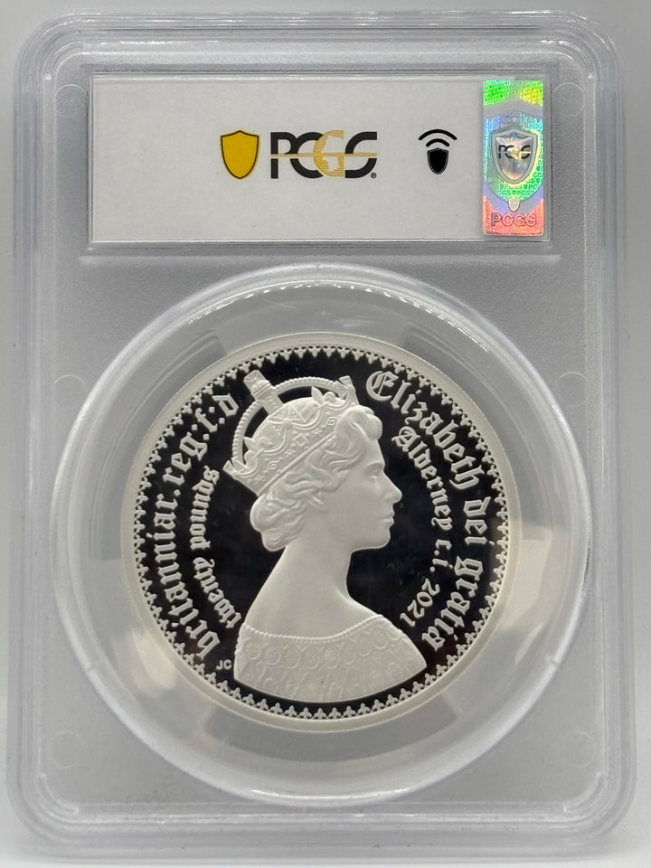 2021 SILVER £20 NEW GOTHIC CROWN PCGS PR70 ALDERNEY PORTRAIT - NGC SILVER COINS - Cambridgeshire Coins