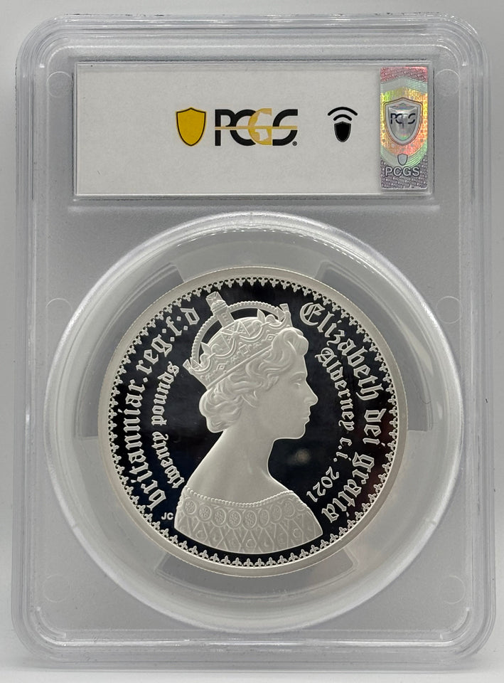 2021 SILVER £20 NEW GOTHIC CROWN PCGS PR70 ALDERNEY SHIELDS - NGC SILVER COINS - Cambridgeshire Coins