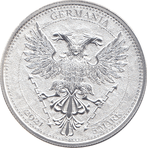 2021 SILVER FIVE MARKS CHESTNUT LEAF GERMANIA ( BU ) - SILVER WORLD COINS - Cambridgeshire Coins