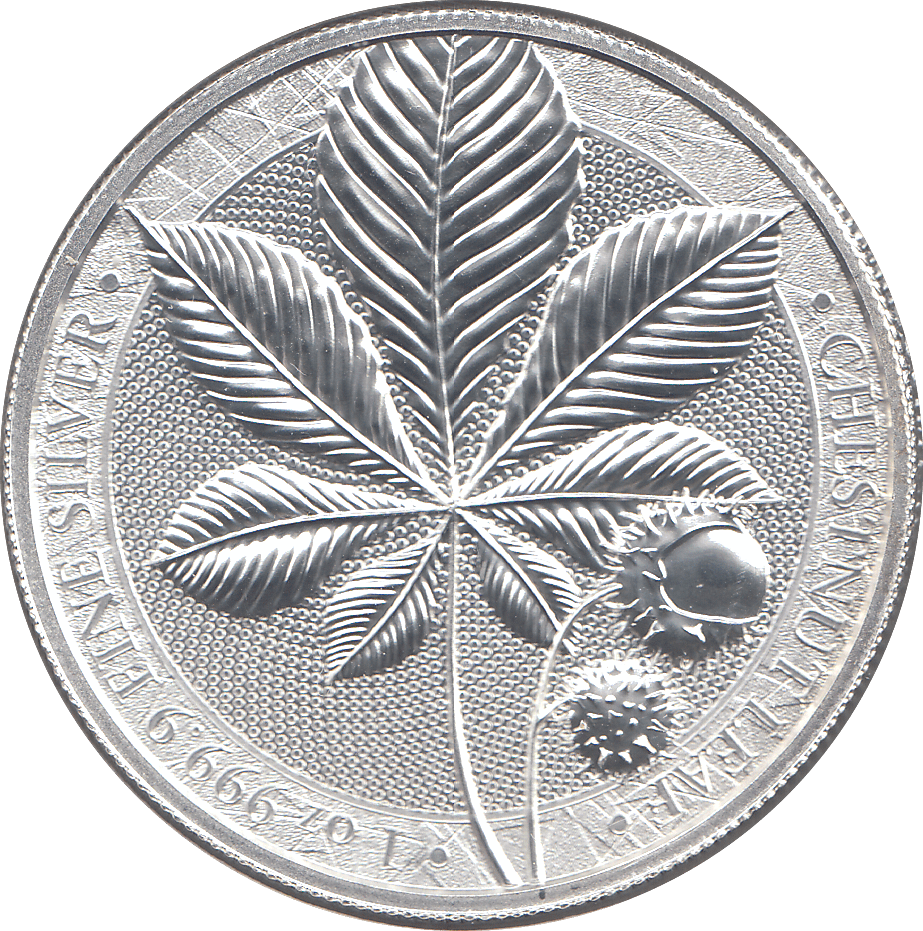 2021 SILVER FIVE MARKS CHESTNUT LEAF GERMANIA ( BU ) - SILVER WORLD COINS - Cambridgeshire Coins