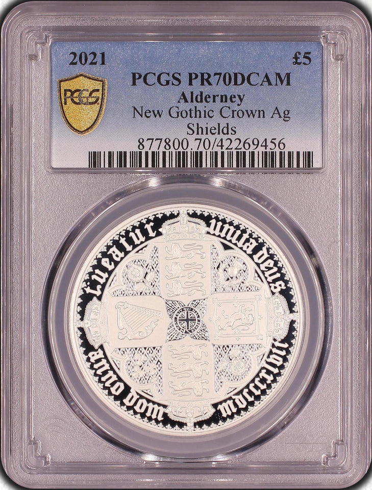 2021 SILVER FIVE POUND NEW GOTHIC CROWN PCGS PR70 ( PROOF ) - Cambridgeshire Coins