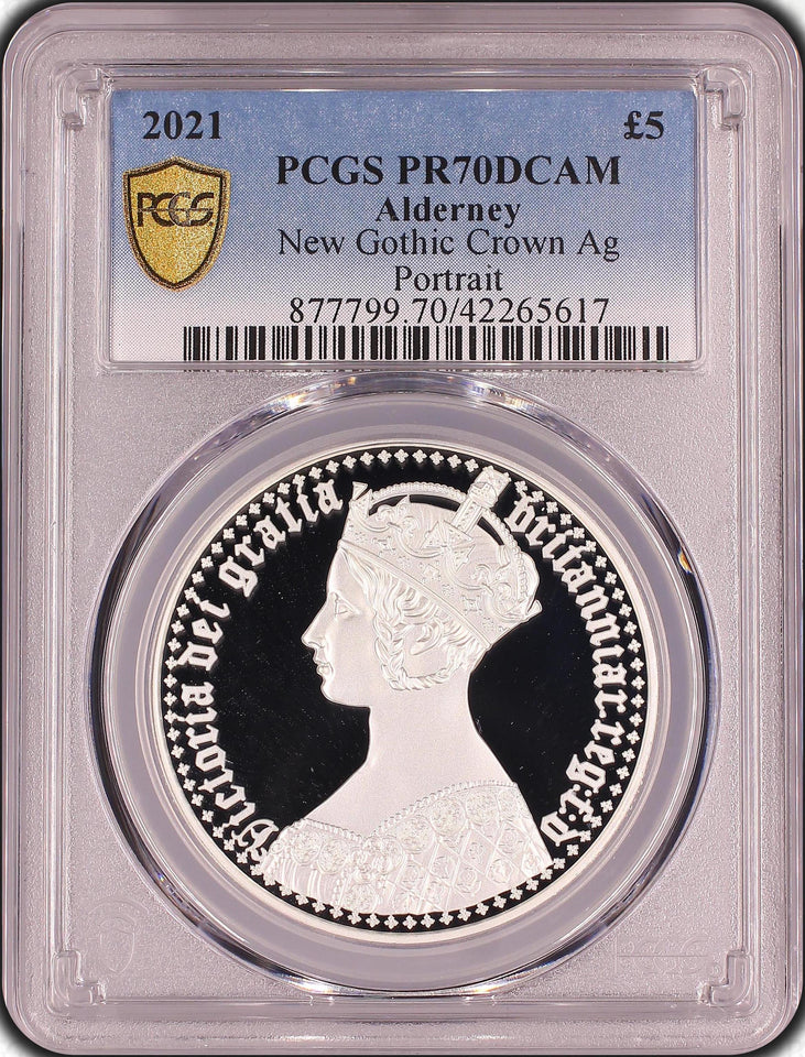 2021 SILVER FIVE POUND NEW GOTHIC CROWN PCGS PR70 ( PROOF ) - Cambridgeshire Coins