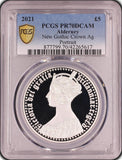 2021 SILVER FIVE POUND NEW GOTHIC CROWN PCGS PR70 ( PROOF ) - Cambridgeshire Coins
