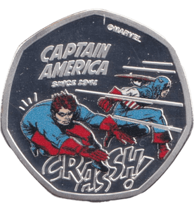 2021 SILVER PLATED 25 CENTS COOK ISLANDS MARVEL CAPTAIN AMERICA ( PROOF ) - WORLD COINS - Cambridgeshire Coins