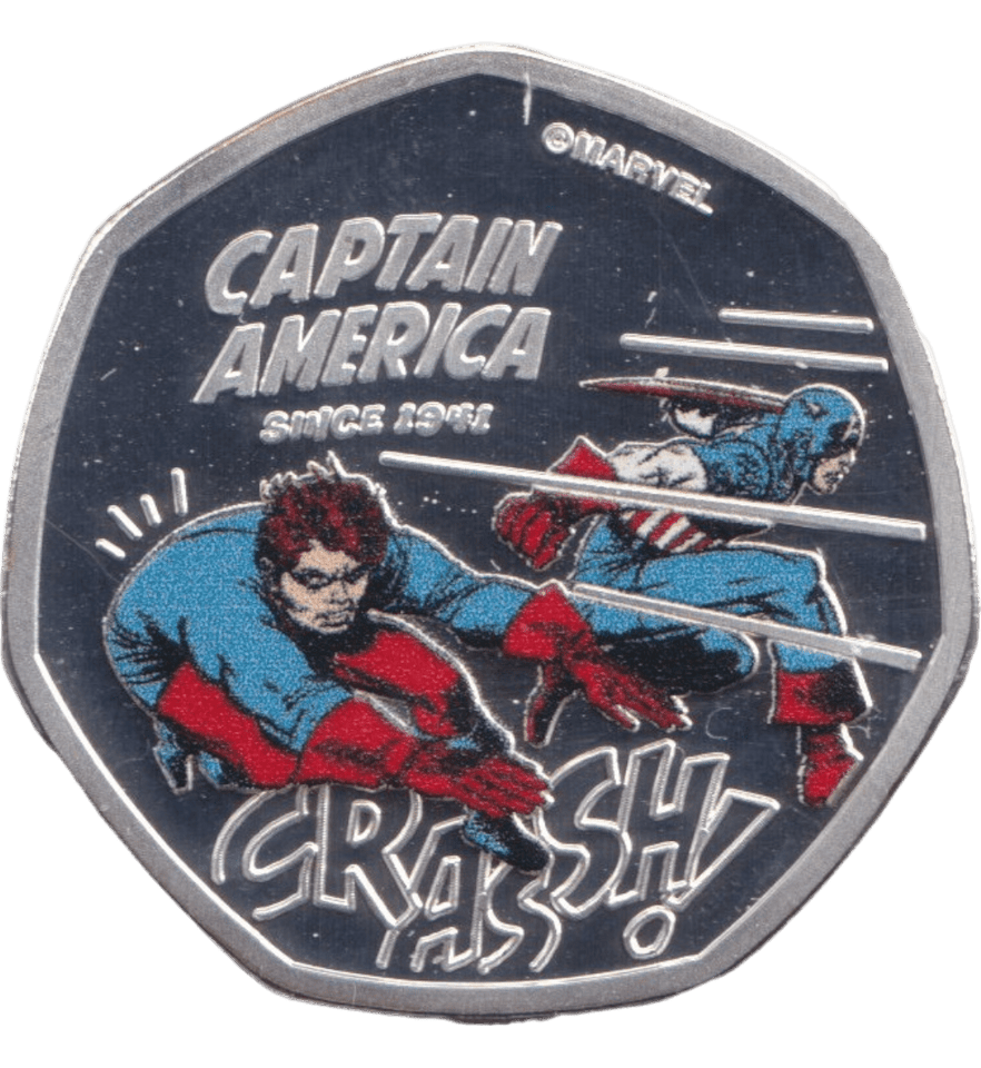 2021 SILVER PLATED 25 CENTS COOK ISLANDS MARVEL CAPTAIN AMERICA ( PROOF ) - WORLD COINS - Cambridgeshire Coins