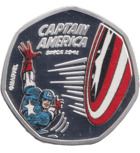 2021 SILVER PLATED 25 CENTS COOK ISLANDS MARVEL CAPTAIN AMERICA ( PROOF ) - WORLD COINS - Cambridgeshire Coins