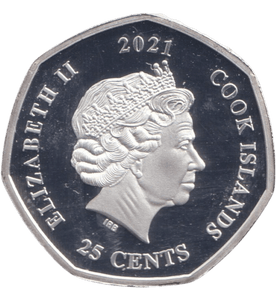 2021 SILVER PLATED 25 CENTS COOK ISLANDS MARVEL CAPTAIN AMERICA ( PROOF ) - WORLD COINS - Cambridgeshire Coins