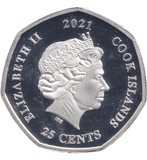 2021 SILVER PLATED 25 CENTS COOK ISLANDS MARVEL CAPTAIN AMERICA ( PROOF ) - WORLD COINS - Cambridgeshire Coins